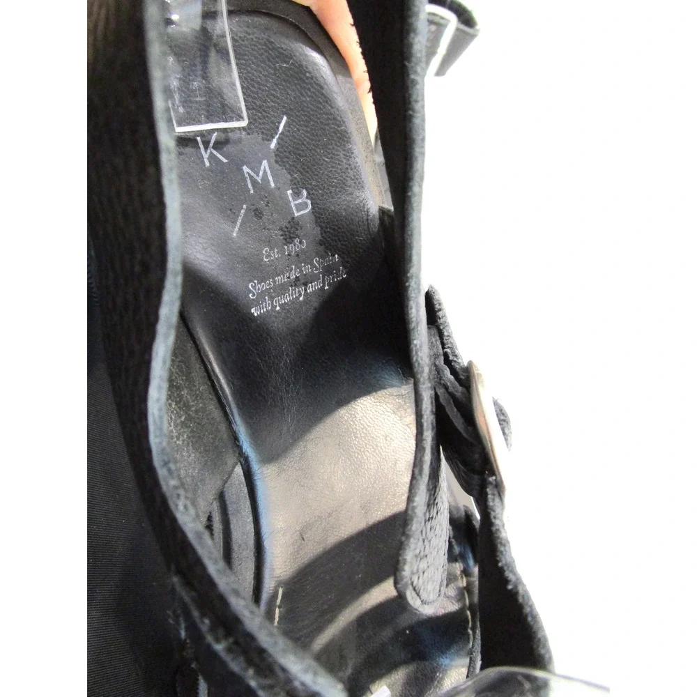KMB Anthropologie Black Leather Chunky Platform Sandals Women 7US/37EU